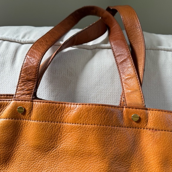 Tory Burch Cognac Perforated Logo Leather Tote Bag - Picture 3 of 16